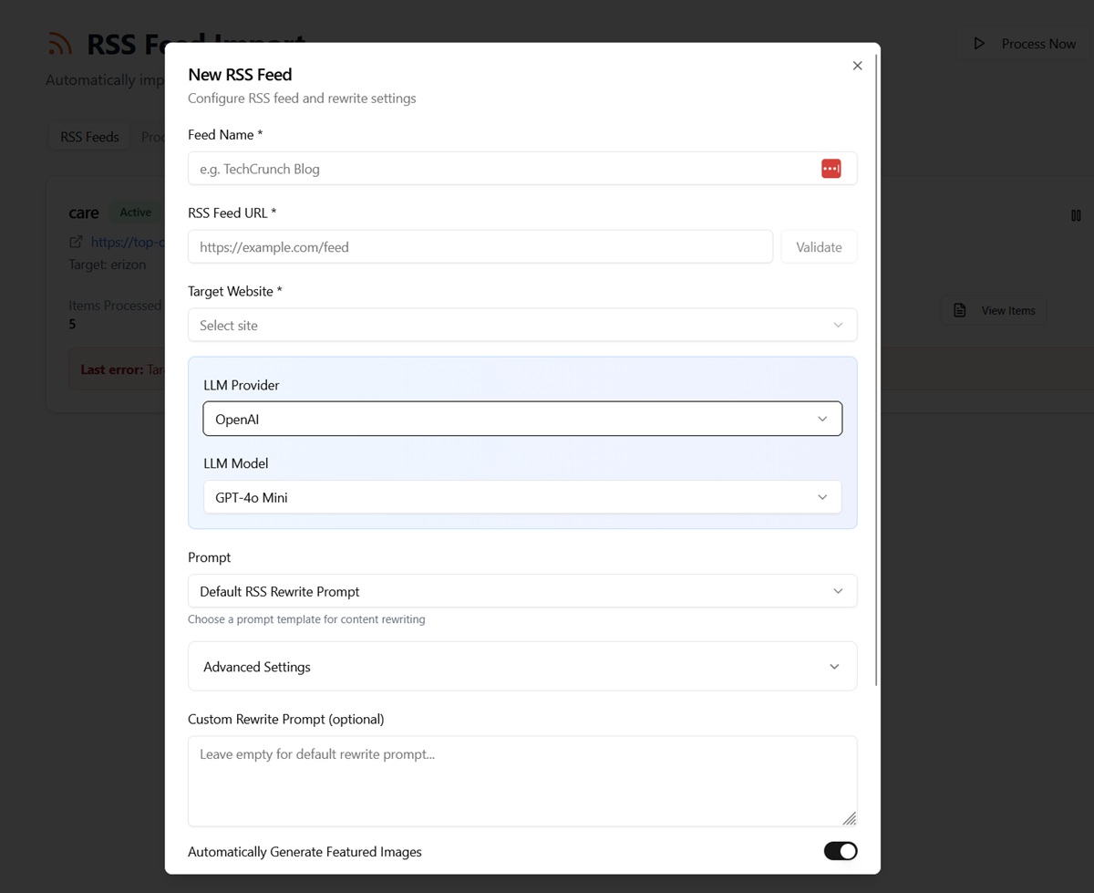 AI RSS Content Automation – WP Publisher Pro